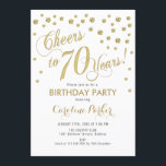 70th誕生日パーティーの招待 – 金ゴールドホワイト 招待状<br><div class="desc">第70回バースデーパーティー招エレガント待デザインとフェイクグリッター金ゴールドと白。応援70年！</div>