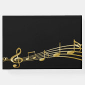 70th誕生日パーティーの金ゴールド音楽ノートの黒 ゲストブック (裏面)