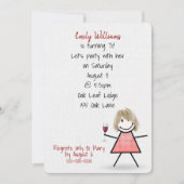 70th誕生日パーティーガールwithワイン 招待状 (正面)