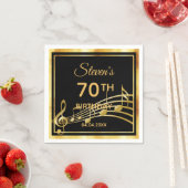 70th誕生日パーティークラシックブラック金ゴールド音楽 スタンダードカクテルナプキン (インサイチュ)