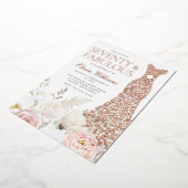 70th誕生日パーティーバラ金ゴールド 箔招待状 (回転した状態)