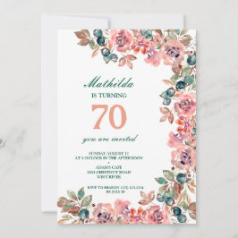 70th誕生日パーティーパステル花カラフル 招待状