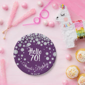 70th誕生日パーティーパープルハロー70ダイヤモンド名 ペーパープレート (パーティー)