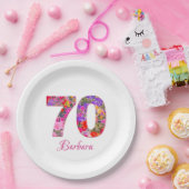 70th誕生日パーティーフローラカラフル紙プレート ペーパープレート (パーティー)