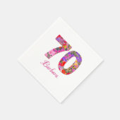 70th誕生日パーティーフローラピンクパープルナプキン スタンダードカクテルナプキン (角)