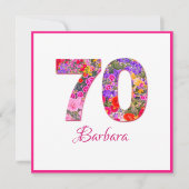 70th誕生日パーティーフローラピンク薄紫フラットカード (正面)