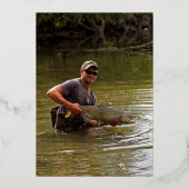 70th誕生日パーティーブルー金ゴールドフォイルフォトビール 箔招待状 (裏面)