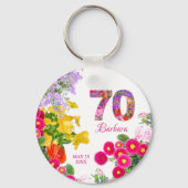 70th誕生日パーティーモダンフローラキーチェーン キーホルダー (正面)