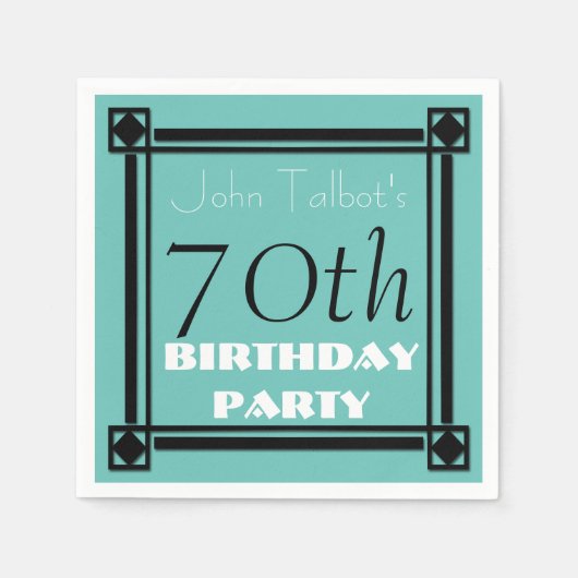 70th誕生日パーティーレトロフレーム紙ナプキンス スタンダードカクテルナプキン (正面)