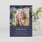 70th誕生日パーティー写真ムーディパープルフローラインヴィ 招待状 (スタンド正面)