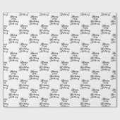 70th誕生日パーティー名ブラックパターモダンン ラッピングペーパー (フラット)