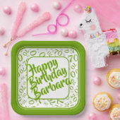 70th誕生日パーティー番号パターングリーンホワイト ペーパープレート (パーティー)