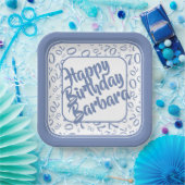 70th誕生日パーティー番号パターンブルーホワイト ペーパープレート (パーティー)