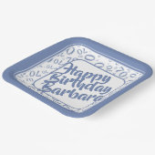 70th誕生日パーティー番号パターンブルーホワイト ペーパープレート (傾斜あり)