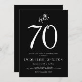 70th誕生日パーティー白黒 招待状 (正面/裏面)
