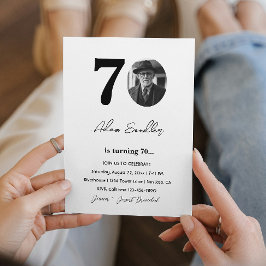 70th誕生日パーティー白黒 招待状