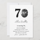 70th誕生日パーティー白黒 招待状 (正面)
