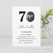 70th誕生日パーティー白黒 招待状 (スタンド正面)