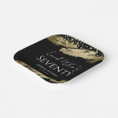 70th誕生日パーティー金ゴールドブラックルック誰が ペーパープレート (傾斜あり)