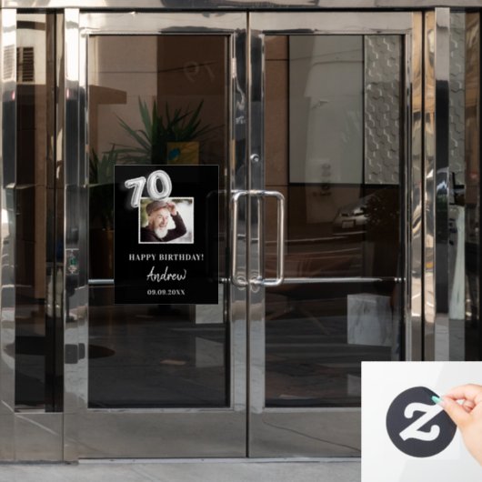 70th誕生日パーティー黒人写真名guy ウィンドウサイン (オフィスドア)