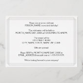 70th誕生日パーティー:アールデコを見る"70"、名前と 箔招待状 (裏面)