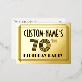 70th誕生日パーティー～アールデコスタイル"70" +名前 箔招待状ポストカード
