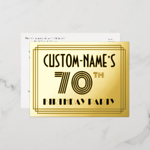 70th誕生日パーティー～アールデコスタイル"70" +名前 箔招待状ポストカード