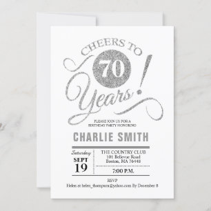 70th誕生日パーティー – シルバーホワイト 招待状