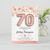 70th誕生日パーティー – バラ金ゴールドバルーン 招待状 (スタンド正面)
