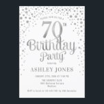 70th誕生日パーティー – ホワイト&シルバー 招待状<br><div class="desc">第70回バースデーパーティーへの招待。白エレガントとグリッター銀のフェイクデザイン。スクリプトスタイリッシュのフォントと紙吹雪の機能。メッセージもしメッセージはカスタム年齢。</div>