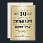 70th誕生日パーティー – 金ゴールドブラック 招待状<br><div class="desc">第70回バースデーパーティーへの招待。レトロエレガントフェイク金ゴールドフォイルとブラックデザイン。どんなカスタマイズ年にも入る事ができる！</div>