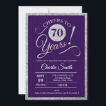 70th誕生日パーティー – Silver Purple ANY YEAR 招待状<br><div class="desc">第70回バースデーパーティーへの招待フェイクグリッター銀と紫。応援70年！さらにカスタマイズするもし必要がある場合はメッセージを表示する。</div>