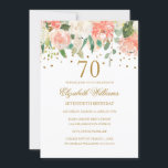 70th誕生日ピーチ金ゴールドフローラ招待状 招待状<br><div class="desc">リトル・ベイリー店のフローラブライダルシャワー招待状をもっと！</div>
