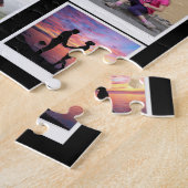 70th誕生日ファミリー写真テンプレートブラック ジグソーパズル (側面)