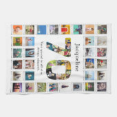 70th誕生日ファミリー写真テンプレート キッチンタオル (横)