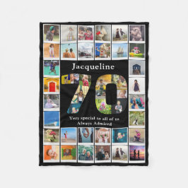 70th誕生日ファミリー写真テンプレート フリースブランケット