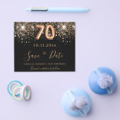 70th誕生日ブラックグリッター予算の日付を保存 チラシ (シングル)