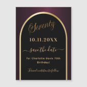 70th誕生日ブラックブルゴーニュ日付マグネットを保存 (正面)