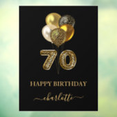 70th誕生日ブラック金ゴールドレオパード名スクリプト ウィンドウサイン (シート3)