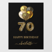 70th誕生日ブラック金ゴールドレオパード名スクリプト ウィンドウサイン (シート)