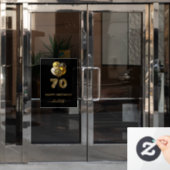 70th誕生日ブラック金ゴールドレオパード名スクリプト ウィンドウサイン (オフィスドア)