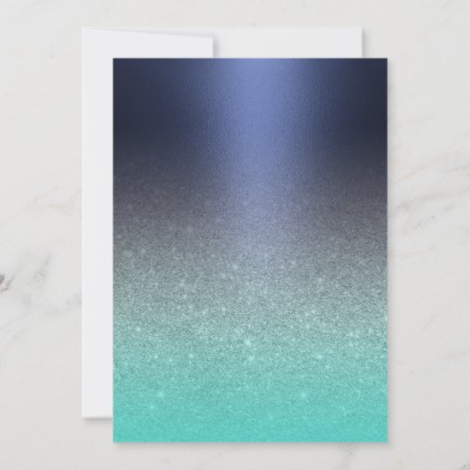 70th誕生日モダンネイビーブルー&ターコイズ 招待状 (裏面)