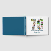 70th誕生日写真コラージュいつ覚えて…ブルー ゲストブック (全面)