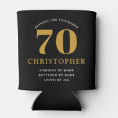 70th誕生日名前を追加70ブラック金ゴールドシック 缶クーラー (裏面)