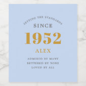 70th誕生日名1952ブルーグレーシエレガントック ワインラベル (シングルラベル)