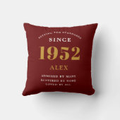 70th誕生日名1952赤金ゴールドシック クッション (裏面)