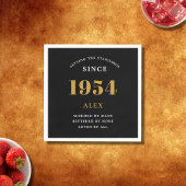 70th誕生日名1954ブラック金ゴールドシック スタンダードカクテルナプキン