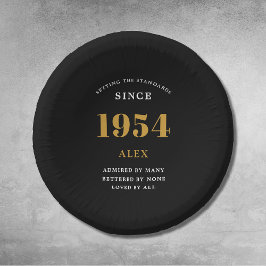 70th誕生日名1954ブラック金ゴールドシック ペーパーボウル