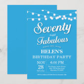 70th誕生日招待状ブルーファブラス 招待状 (正面/裏面)