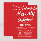 70th誕生日招待状レッドファブラス 招待状 (正面/裏面)